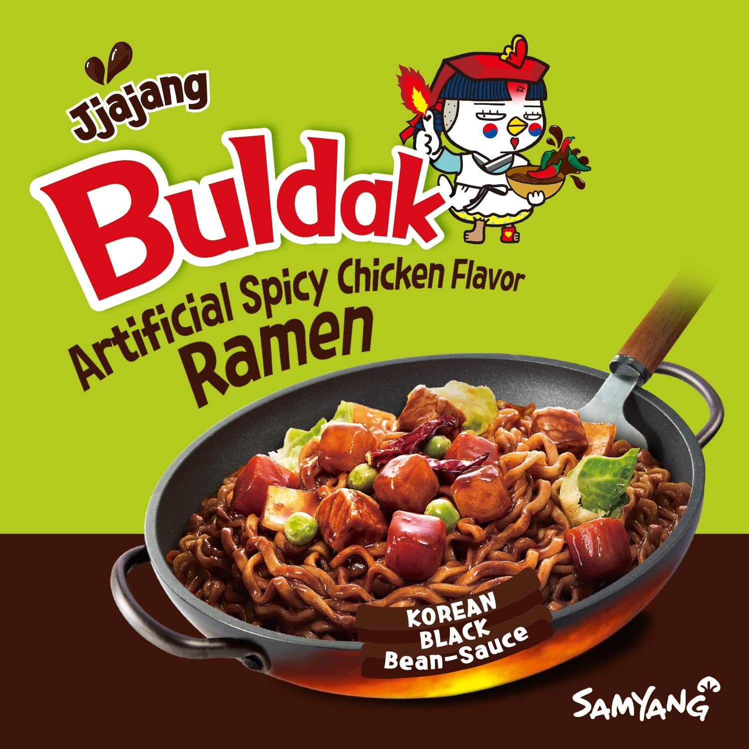 Buldak Jjajang Korean Spicy Hot Chicken Stir-Fried Noodles 4.94Oz (Pack of 5)