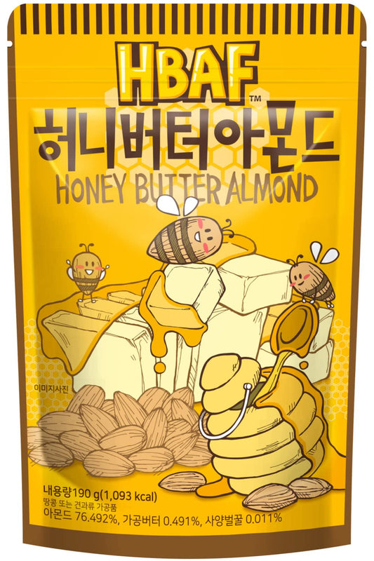 [Official Gilim Korean Honey Butter Seasoned Almonds Nut Snack | Gluten Free | Kids After-School, Work, Trip, Camping, Party Snacks | Pre-Workout Protein Snack | Korean Souvenir (1X190Gram)