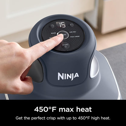 Crispi 4-In-1 Portable Glass Air Fryer Cooking System, 1500W, 4QT & 6-Cup Tempware Glass Containers with Storage Lids, Microwave, Freezer & Dishwasher Safe, Cyberspace Gray, FN101GY