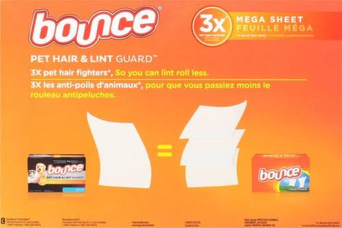 Pet Hair and Lint Guard Fabric Softener Dryer Sheets | Fresh Scent | 3X Pet Hair Fighters | Mega Sheets | 180 Count, Pack of 3