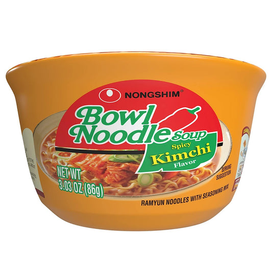 Ramen Noodles, Gourmet Instant Ramen Bowl, Premium Microwavable Noodle Soup, Kimchi, 3.03 Ounce (Pack of 12)