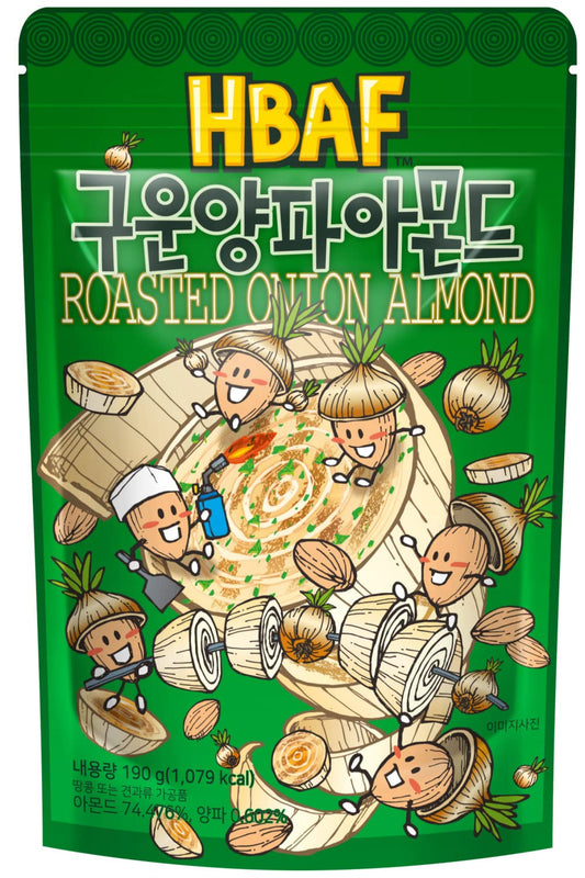 [Official Gilim ] Korean Roasted Onion Seasoned Almonds Nut Protein Snack | Nutritious Enery Boost | After-School, Work, Trip Camping Snack | Pre-Workout Snack | Korean Souvenir (Roasted Onion, 1X190Gram Pack)
