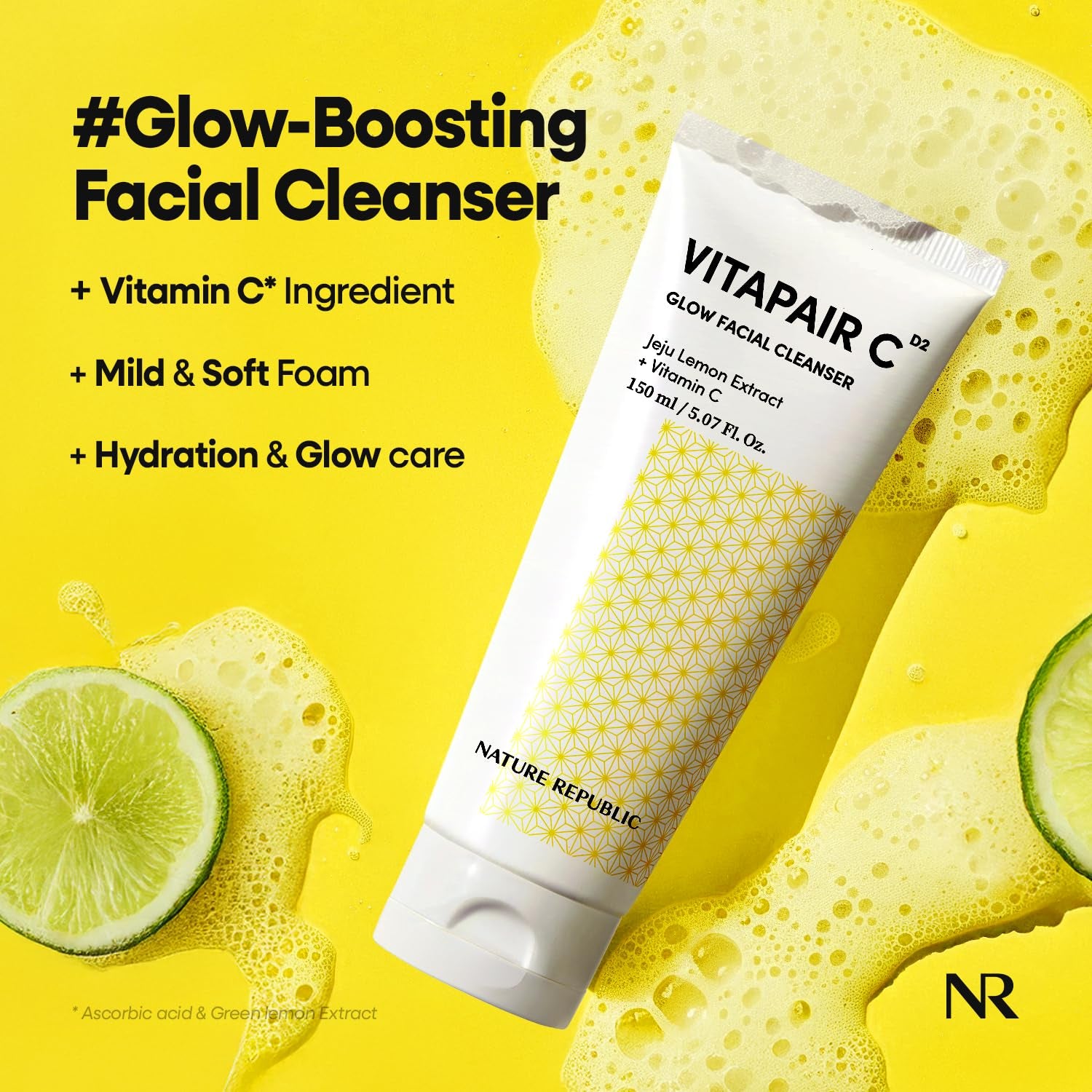 Vitapair C Glow Facial Cleanser - Vitamin Face Wash for Cleaner Skin, Hydrating Facewash for Women, Gentle Natural Cleanser, Daily Makeup Remover, Nighttime Foaming, 150Ml / 5.07 Fl Oz