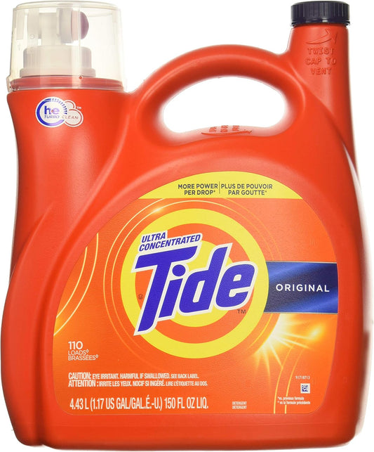 Original 037000777335 High Efficiency Laundry Detergent 150 Oz / 4.43L Mega Value Size -110 Loads (2X Ultra Concentrated) More Power per Drop