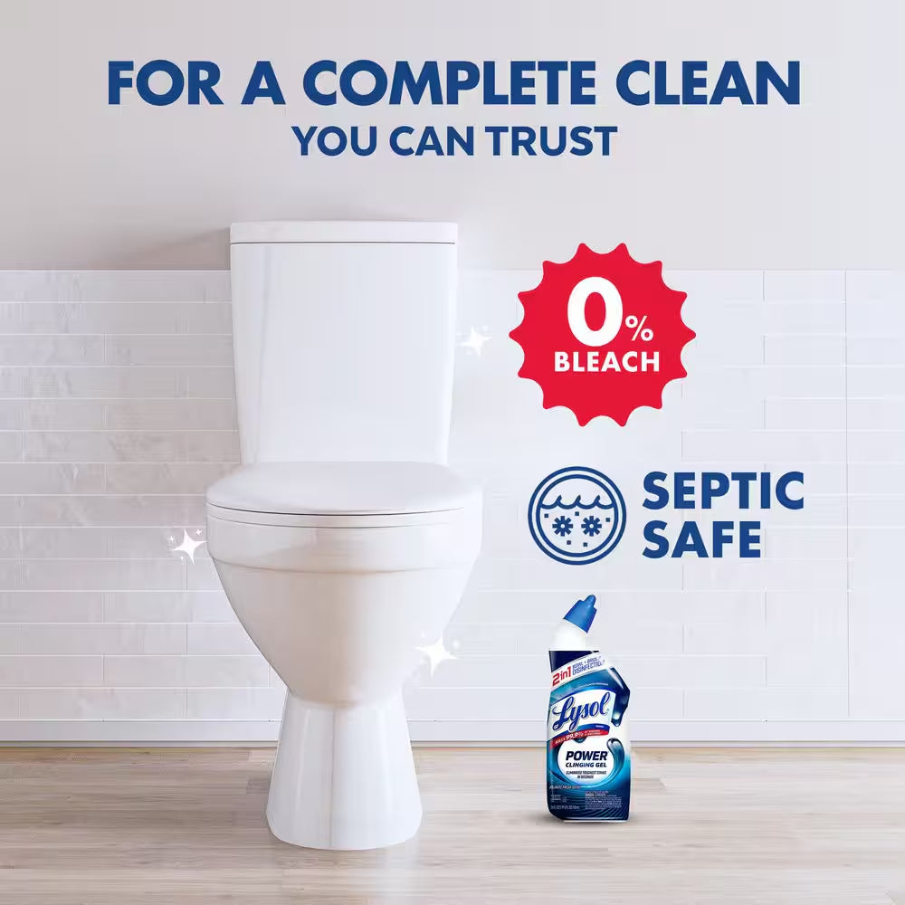 Power Toilet Bowl Cleaner Gel, for Cleaning and Disinfecting, Stain Removal, 24Oz (2 Pack)