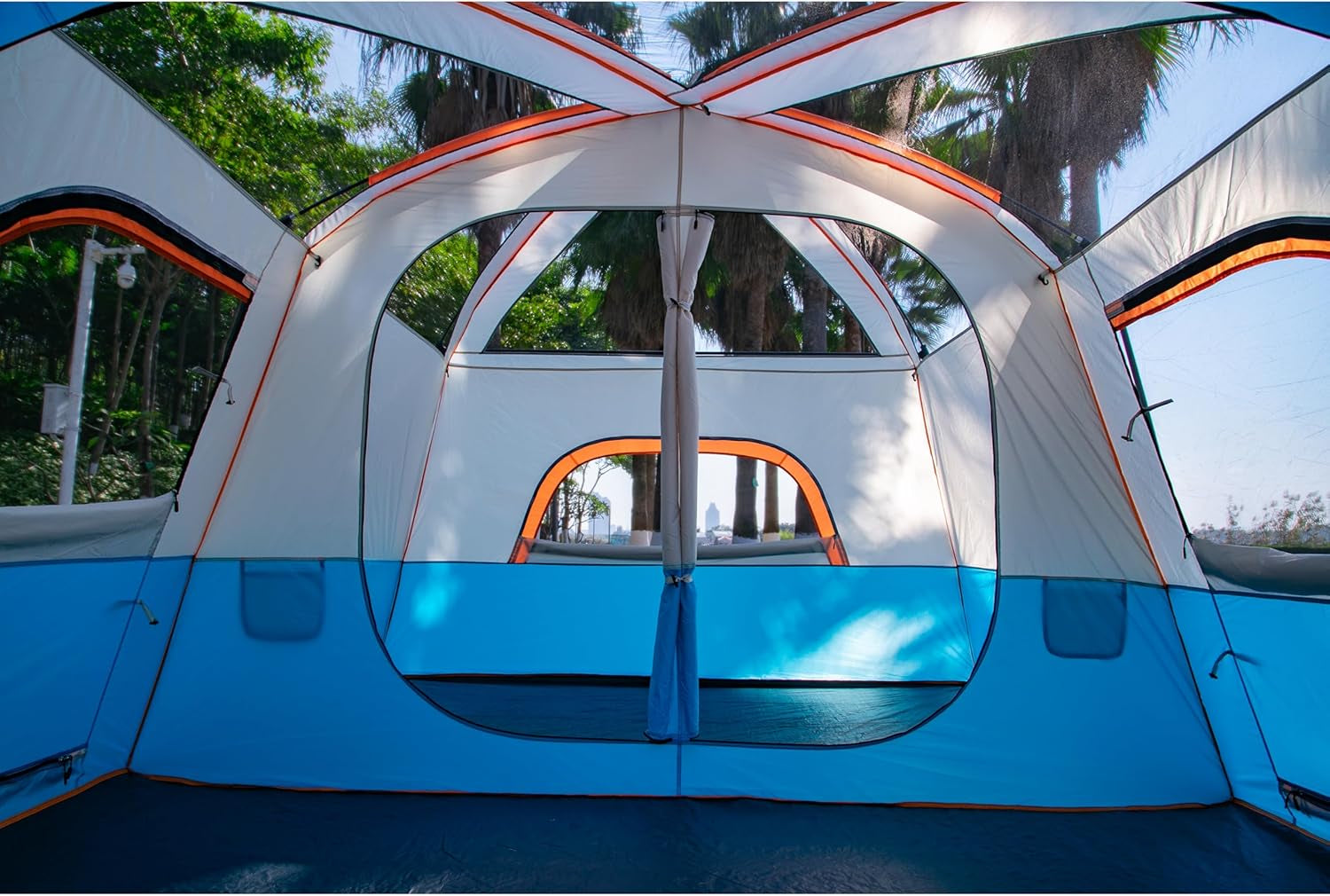 Extra Large Tent 10-12-14 Person(A),Family Cabin Tents,2 Rooms,3 Doors and 3 Windows with Mesh,Straight Wall,Waterproof,Double Layer,Big Tent for Outdoor,Picnic,Camping,Family Gathering