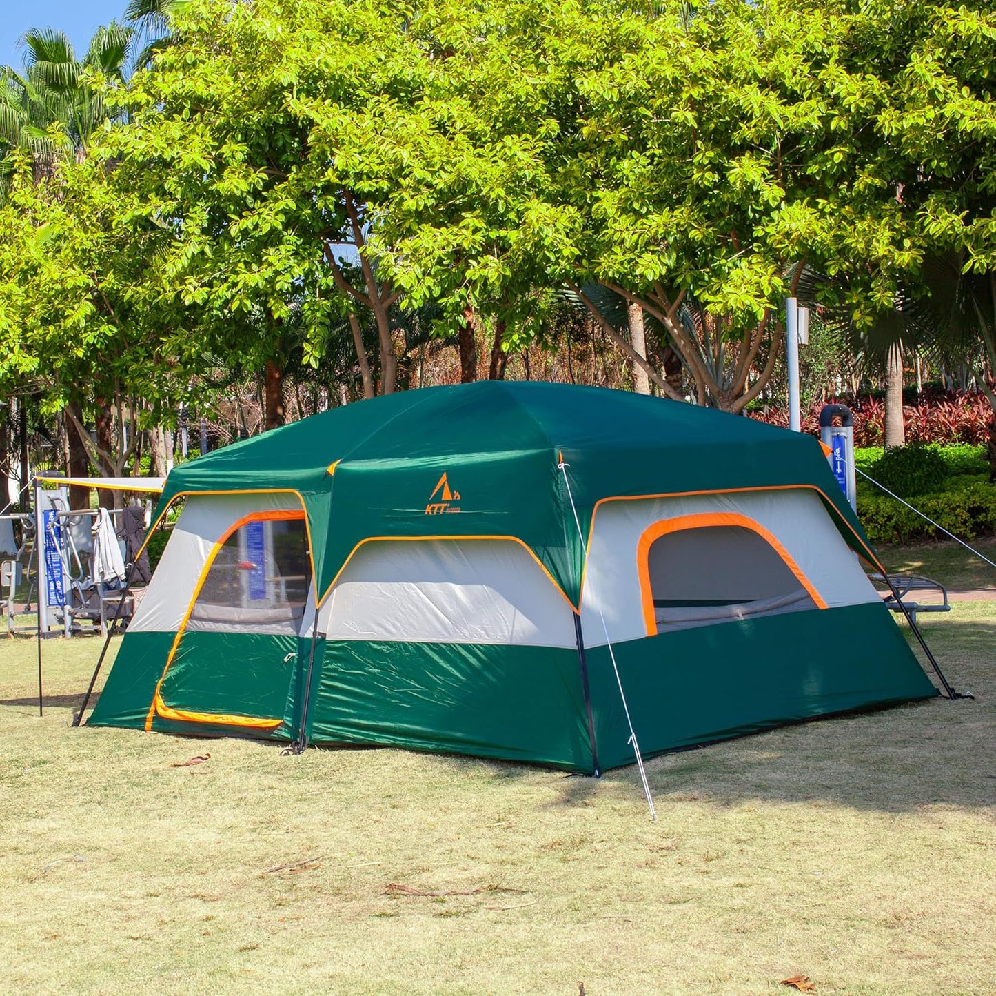 Extra Large Tent 10-12-14 Person(A),Family Cabin Tents,2 Rooms,3 Doors and 3 Windows with Mesh,Straight Wall,Waterproof,Double Layer,Big Tent for Outdoor,Picnic,Camping,Family Gathering