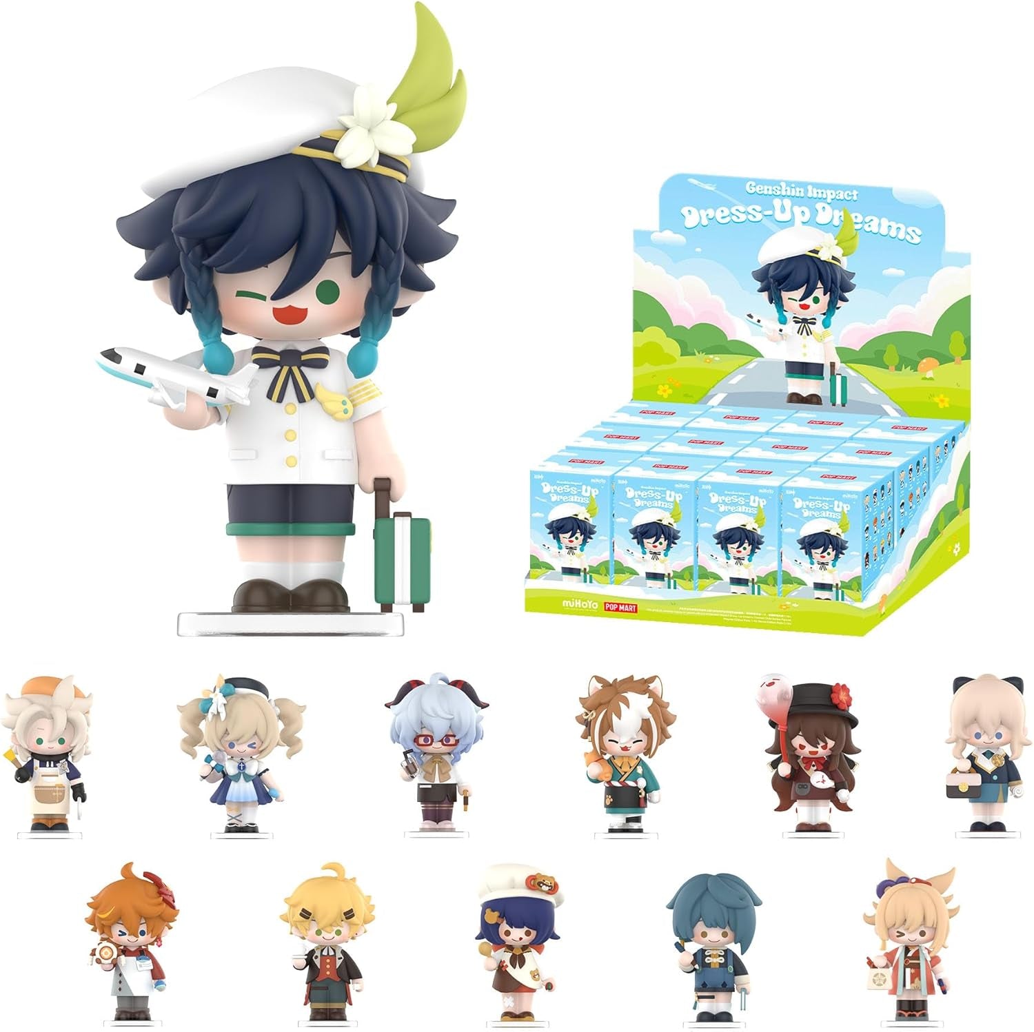 Genshin Impact Dress-Up Dreams Themed Chibi Series Figures, 12Pcs Genshin Impact Blind Box Figures, Random Design Action Figures Collectible Toys Home Decorations,Birthday Gifts, Whole Set