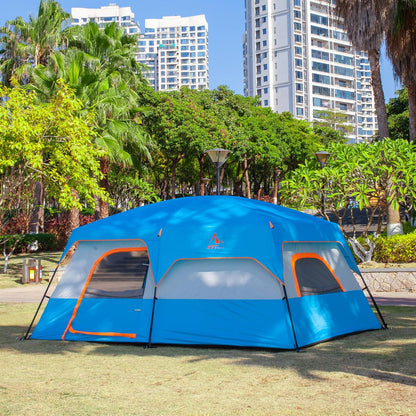 Extra Large Tent 10-12-14 Person(A),Family Cabin Tents,2 Rooms,3 Doors and 3 Windows with Mesh,Straight Wall,Waterproof,Double Layer,Big Tent for Outdoor,Picnic,Camping,Family Gathering