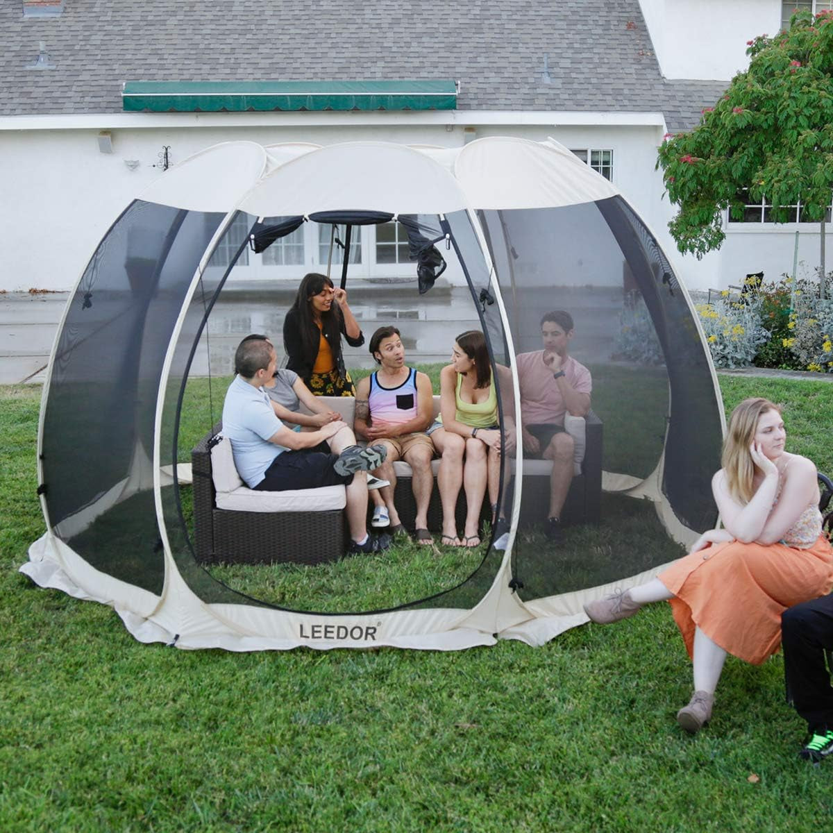 Pop up Screen House, 6-10-15 Person Outdoor Screen Tent，Camping Screen Room with Carry Bag, Screened Gazebo with Mosquito Netting, Instant UV Resistant Sun Shelter for Garden, Patio, Backyard