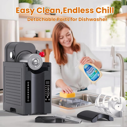 Slushie Machine No Ice Needed: Soft Serve Ice Cream Machine,Slushy Machine for Home with 6 Preset Programs, Quiet Operation, LED Display, Auto-Clean,Perfect for Milkshakes, Margarita Smoothie, Frappés