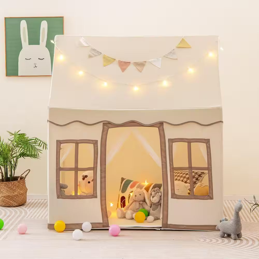 Kids Play Castle Tent Large Playhouse Toys Gifts with Star Lights Washable Mat