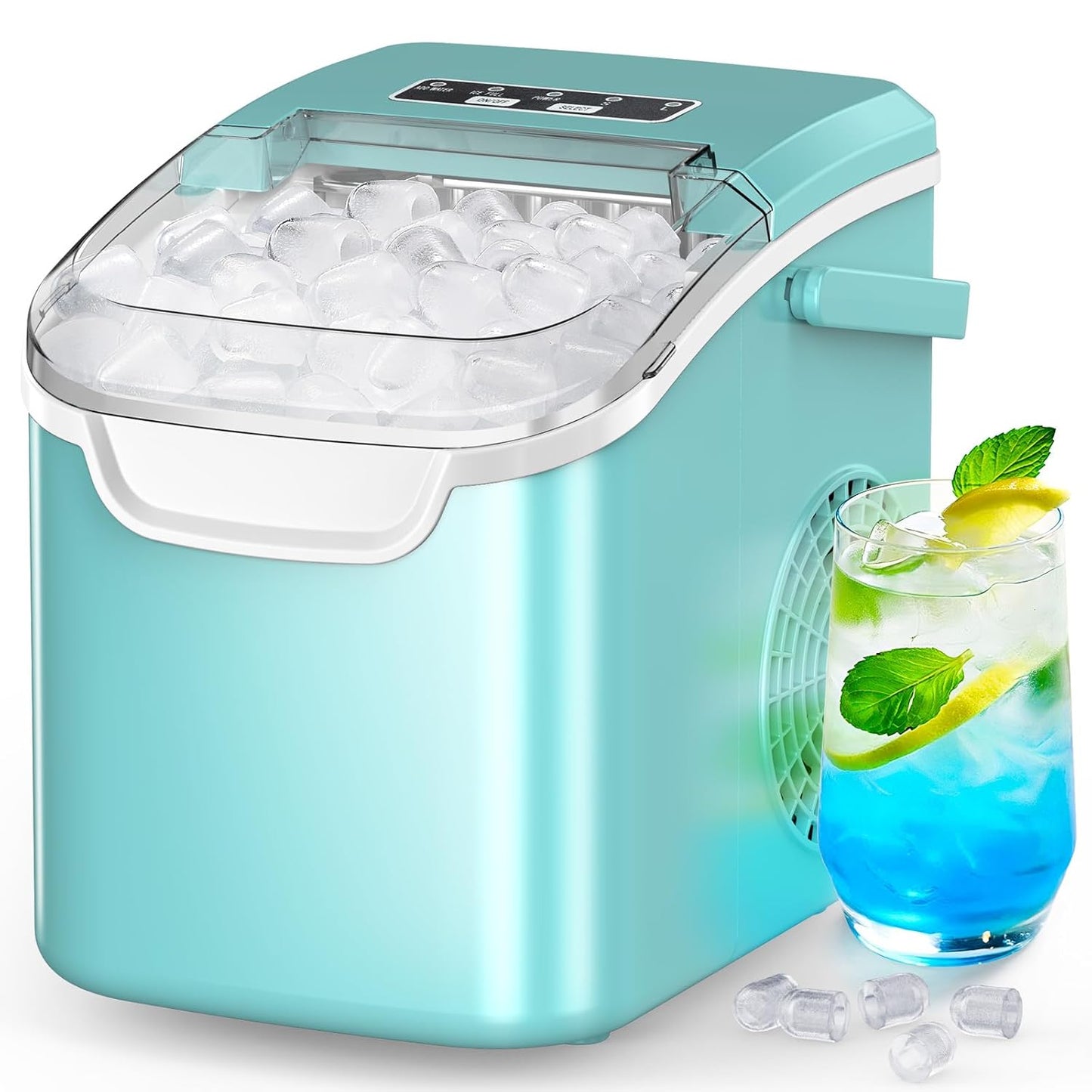 Ice Maker Countertop, Portable Ice Machine with Self-Cleaning, 26.5 Lbs/24Hrs, 8 Ice Cubes in 6 Mins, Ice Basket and Scoop, Ideal for Home, Kitchen, Bar, Camping