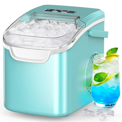 Ice Maker Countertop, Portable Ice Machine with Self-Cleaning, 26.5 Lbs/24Hrs, 8 Ice Cubes in 6 Mins, Ice Basket and Scoop, Ideal for Home, Kitchen, Bar, Camping