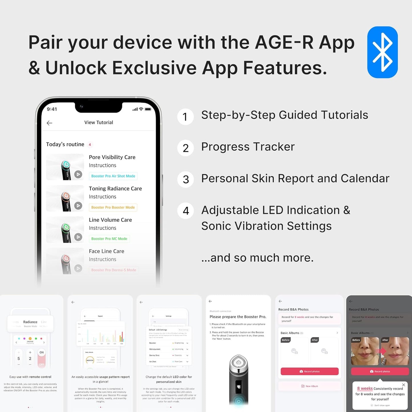 Age-R Booster Pro Pink | 6-In-1 Real Glass Glow Beauty Massager | Looking Glass Skin | Korean Skin Care