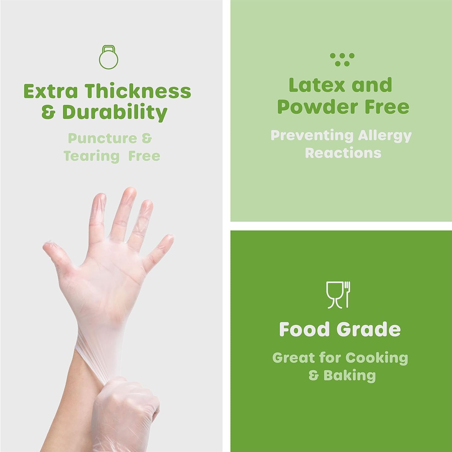 Disposable Vinyl Gloves, Powder Free, Latex Free, Clear Gloves for Cooking and Cleaning
