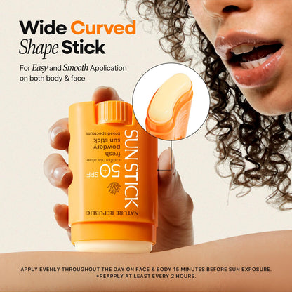 California Aloe Fresh Powdery Sun Stick Broad Spectrum SPF50+ | Korean Sunscreen Travel Size Suncare Sunblock, No Whitecast, Non-Sticky, Water Resistant