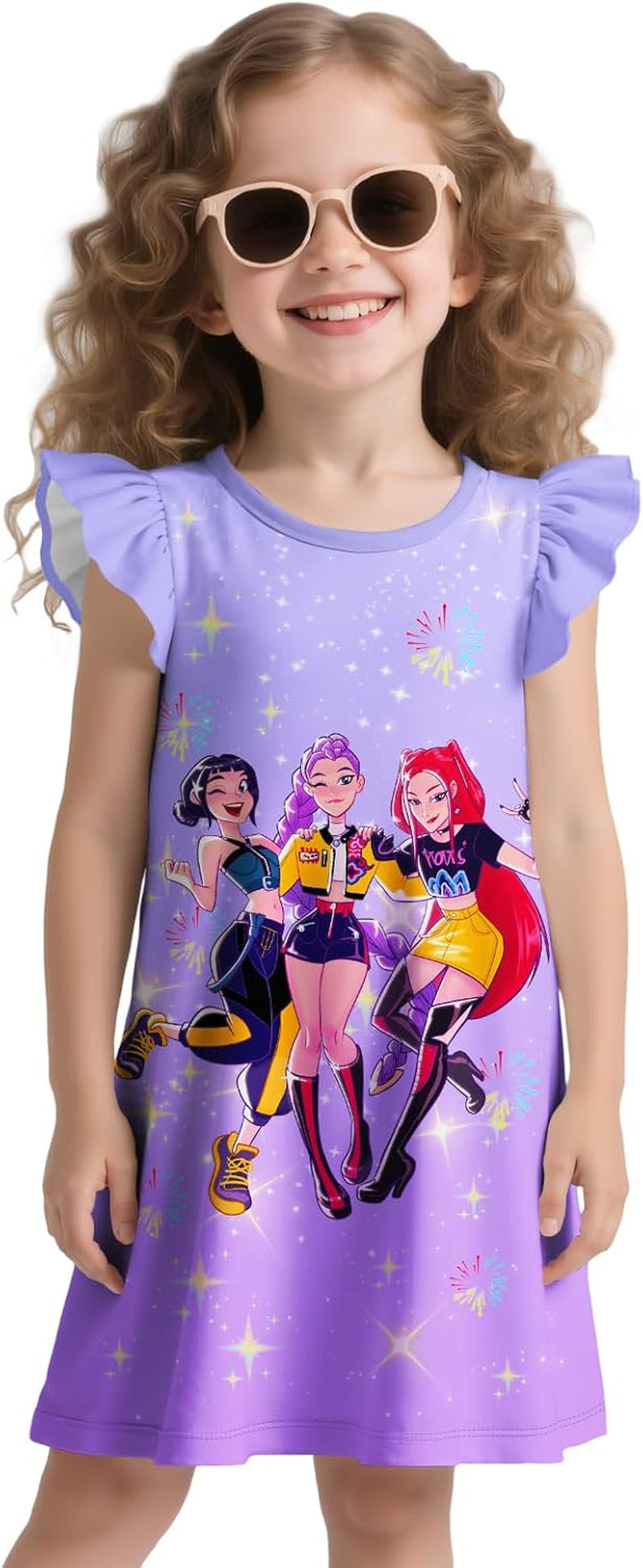 Girls Fashion Dresses Kids Pop Singer Graphic Playwear Novelty Casual Wear Birthday Gift 4-12 Years