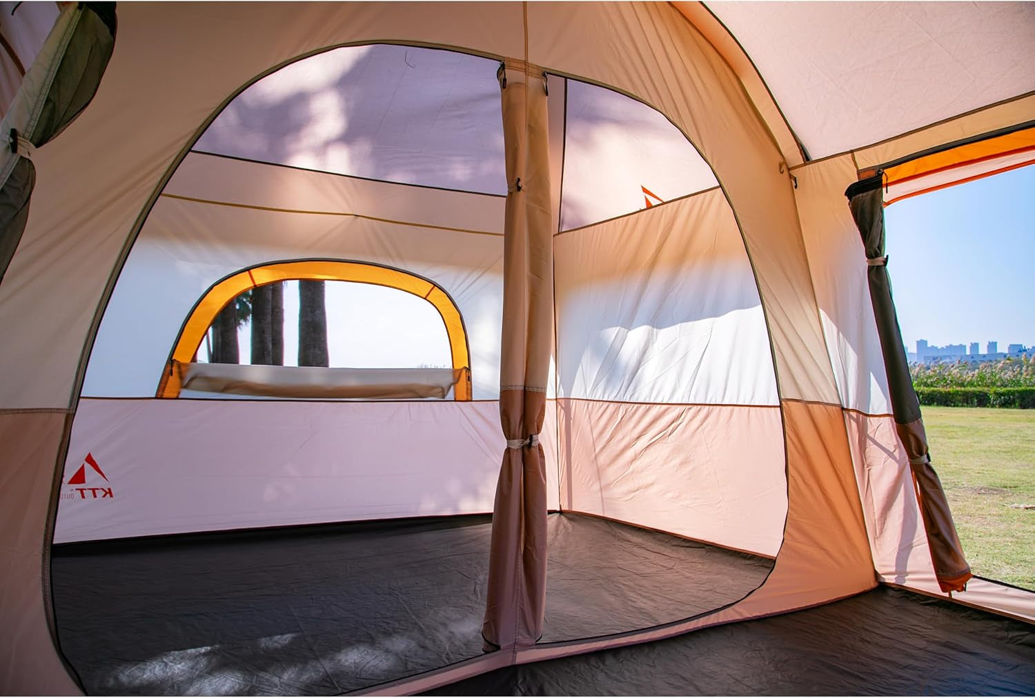Extra Large Tent 10-12-14 Person(A),Family Cabin Tents,2 Rooms,3 Doors and 3 Windows with Mesh,Straight Wall,Waterproof,Double Layer,Big Tent for Outdoor,Picnic,Camping,Family Gathering