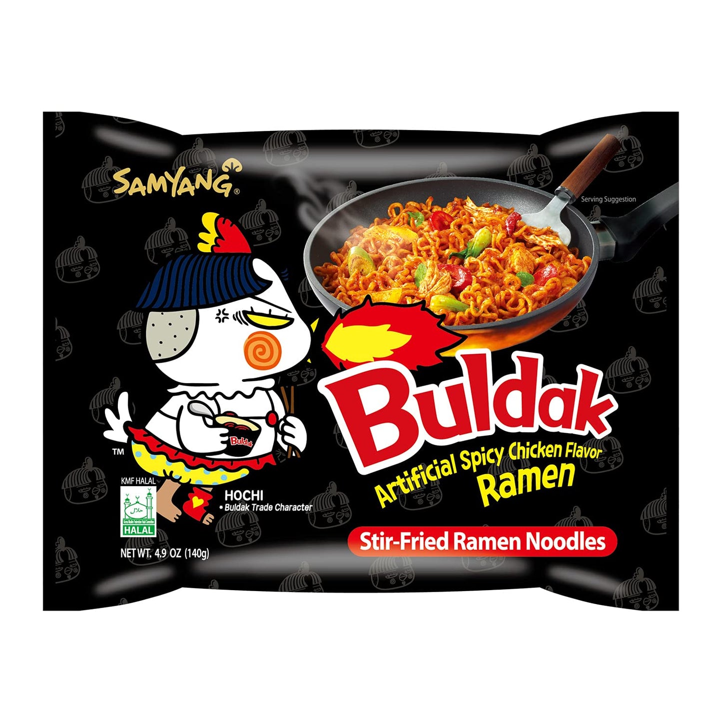 Buldak (Korean) Hot Spicy Chicken Stir Fried Ramen (Noodles) 4.94 Oz (Pack of 20)