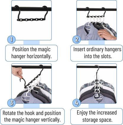 - Space Saving Hangers, Black, 8 Pack, Clothes Organizers, Shirt Hangers, Magic Closet Space Savers