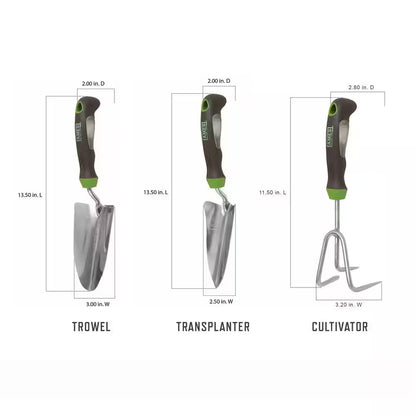 6-Piece Garden Tool Set - Hand Trowel, Hand Weeder, Hand Rake, Hand Transplanter, Hand Scoop and Hand Cultivator