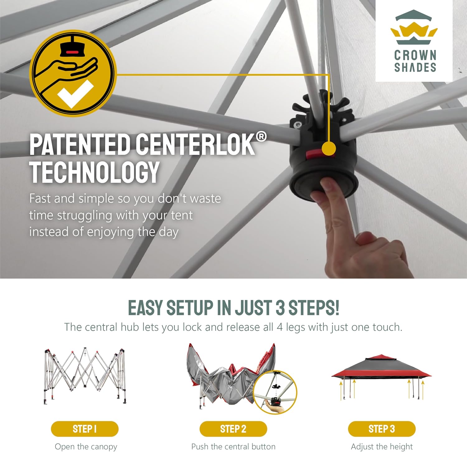 13X13 Pop up Gazebo, Canopy Tent, Gazebos on Clearance - Outdoor Gazebo for Backyard & Patio Furniture - Carpa Pop up Tent with Wheeled Sto-N-Go Cover Bag (Red & Grey)