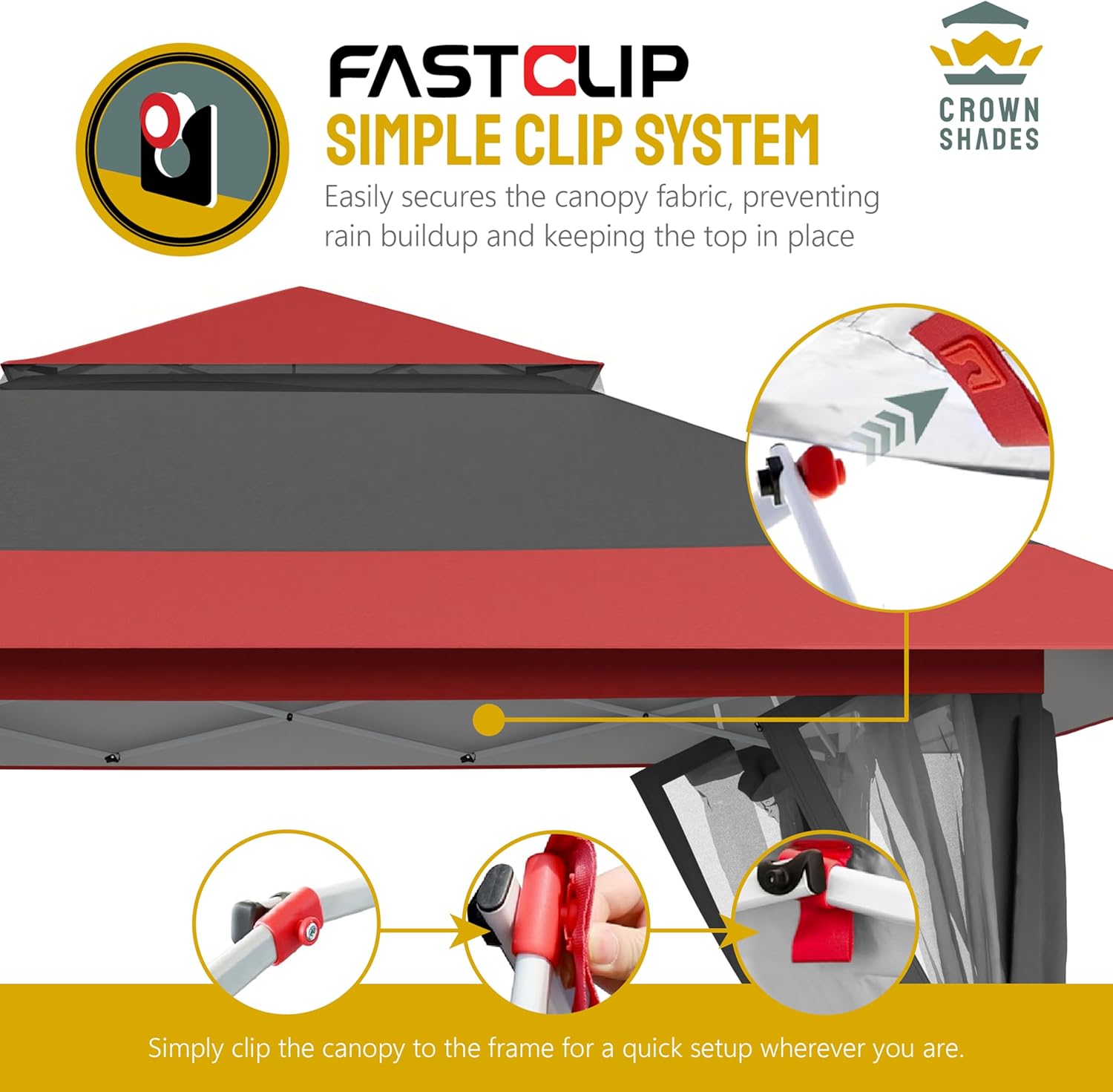 13X13 Pop up Gazebo, Canopy Tent, Gazebos on Clearance - Outdoor Gazebo for Backyard & Patio Furniture - Carpa Pop up Tent with Wheeled Sto-N-Go Cover Bag (Red & Grey)