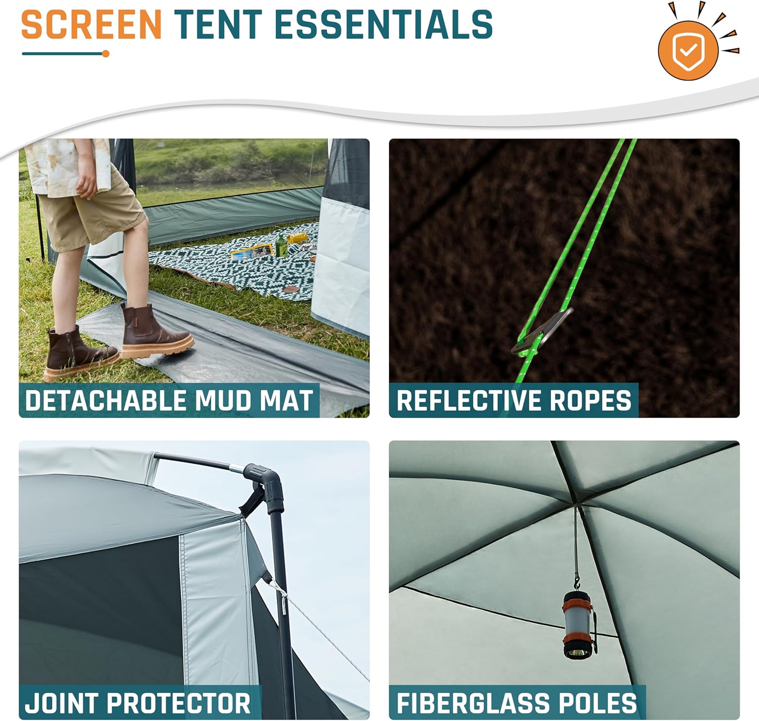Screen House Tent 13X9Ft Screen Room Mesh Gazebos W/ 2 Magnetic Doors, Included Projection Screen, Camping Tent Screened Canopy Shelter for Outdoor Patios Backyards Activities