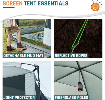 Screen House Tent 13X9Ft Screen Room Mesh Gazebos W/ 2 Magnetic Doors, Included Projection Screen, Camping Tent Screened Canopy Shelter for Outdoor Patios Backyards Activities