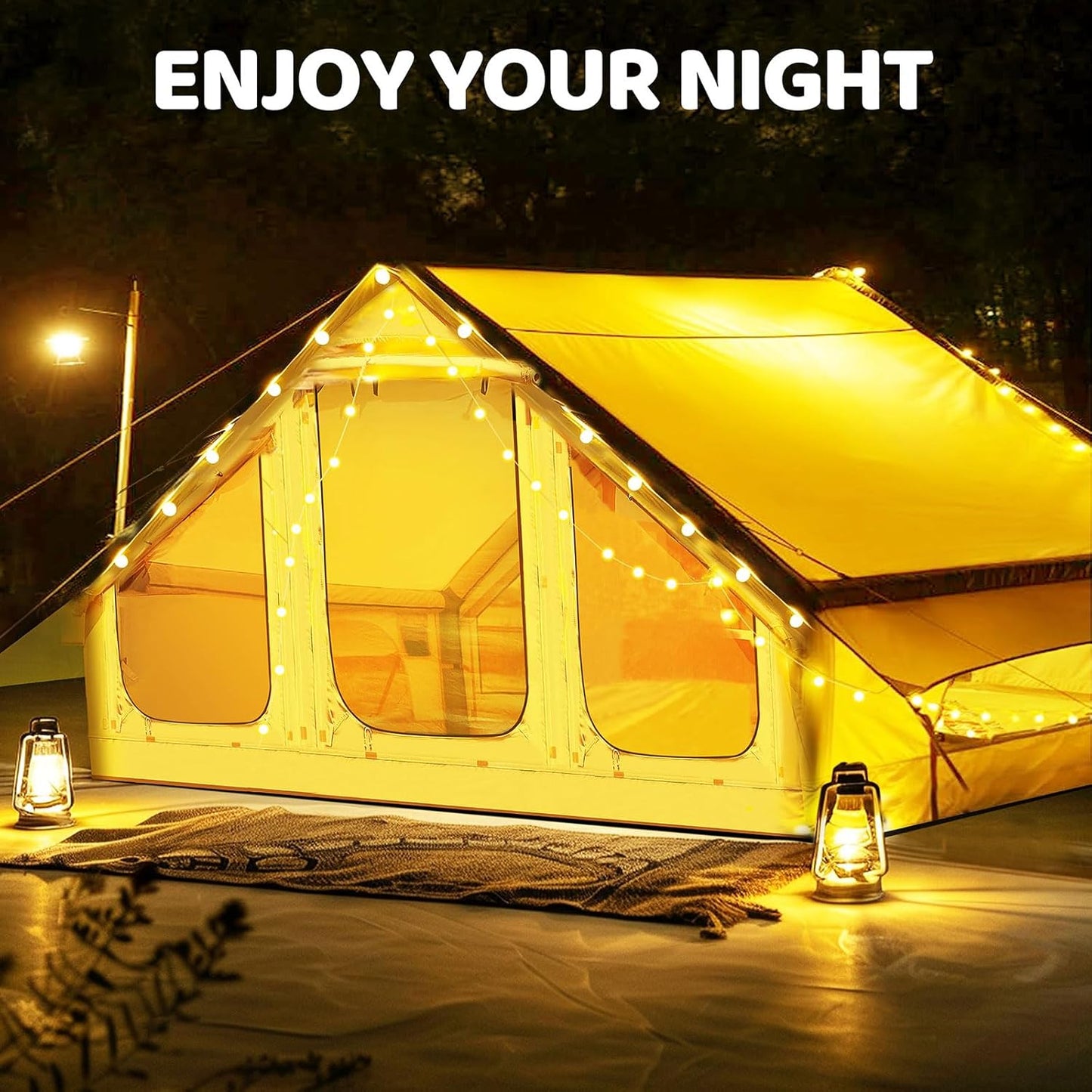 Inflatable Tents for Camping, Blow up Tent with Hand Pump, Easy Setup Inflatable Hot Tent with Stove Jack, Waterproof Oxford Air Glamping Tents for Camping Adult 4-6 Person