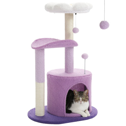 Mordern Cat Tree Scratching Post Cat'S House Cute Cactus Scratcher with Condo Nest Pet Play House Furniture