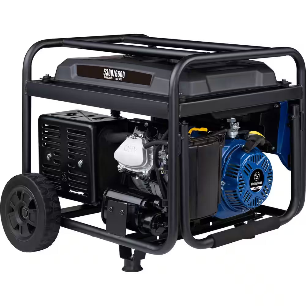 6,600/5,300-Watt Gas Powered Portable Generator with Electric Start, 30A 120/240V Outlet