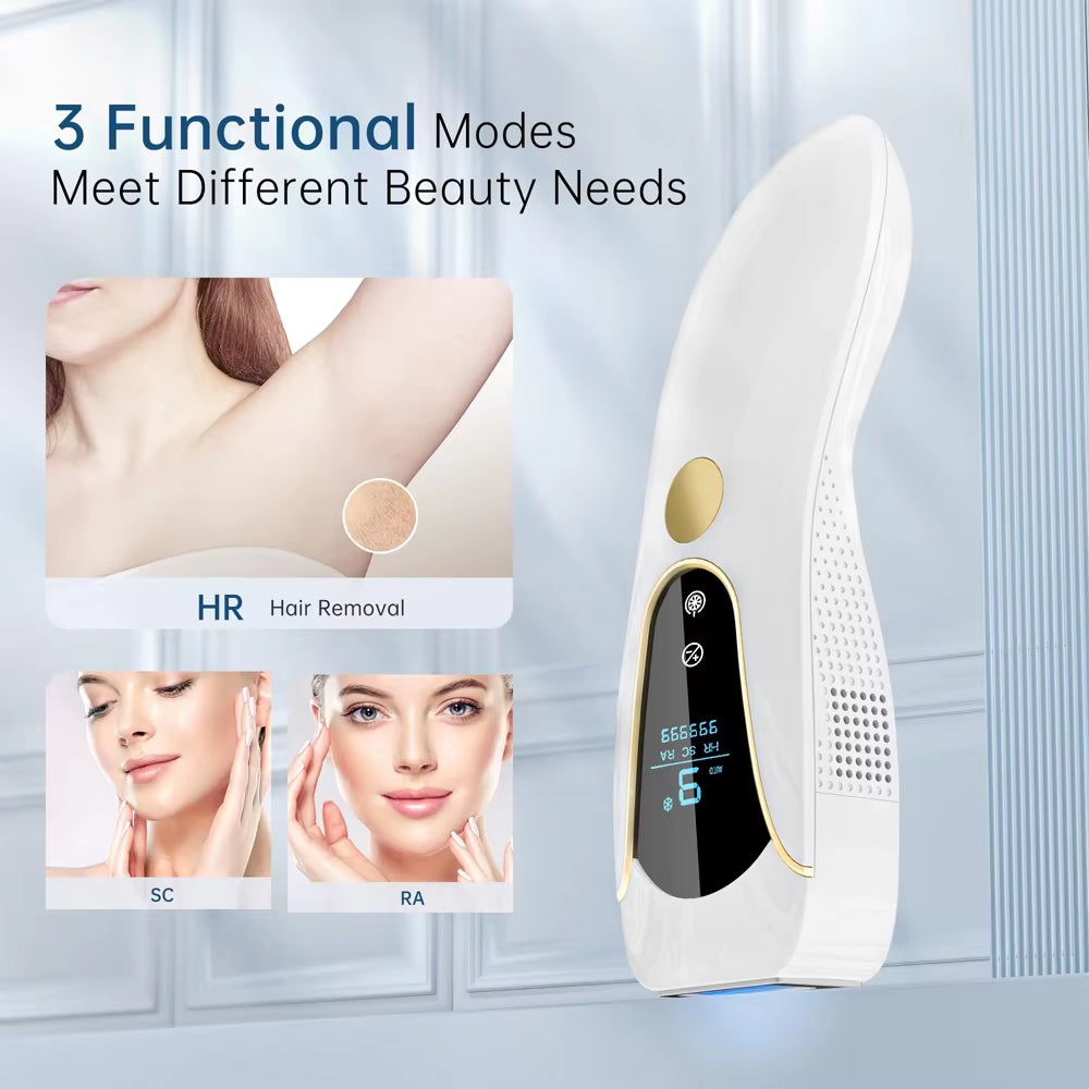 Professional 3 in 1 IPL Laser Hair Removal Machine 999,999 Flash Portable Ice Cooling IPL Hair Removal Device for Home Use