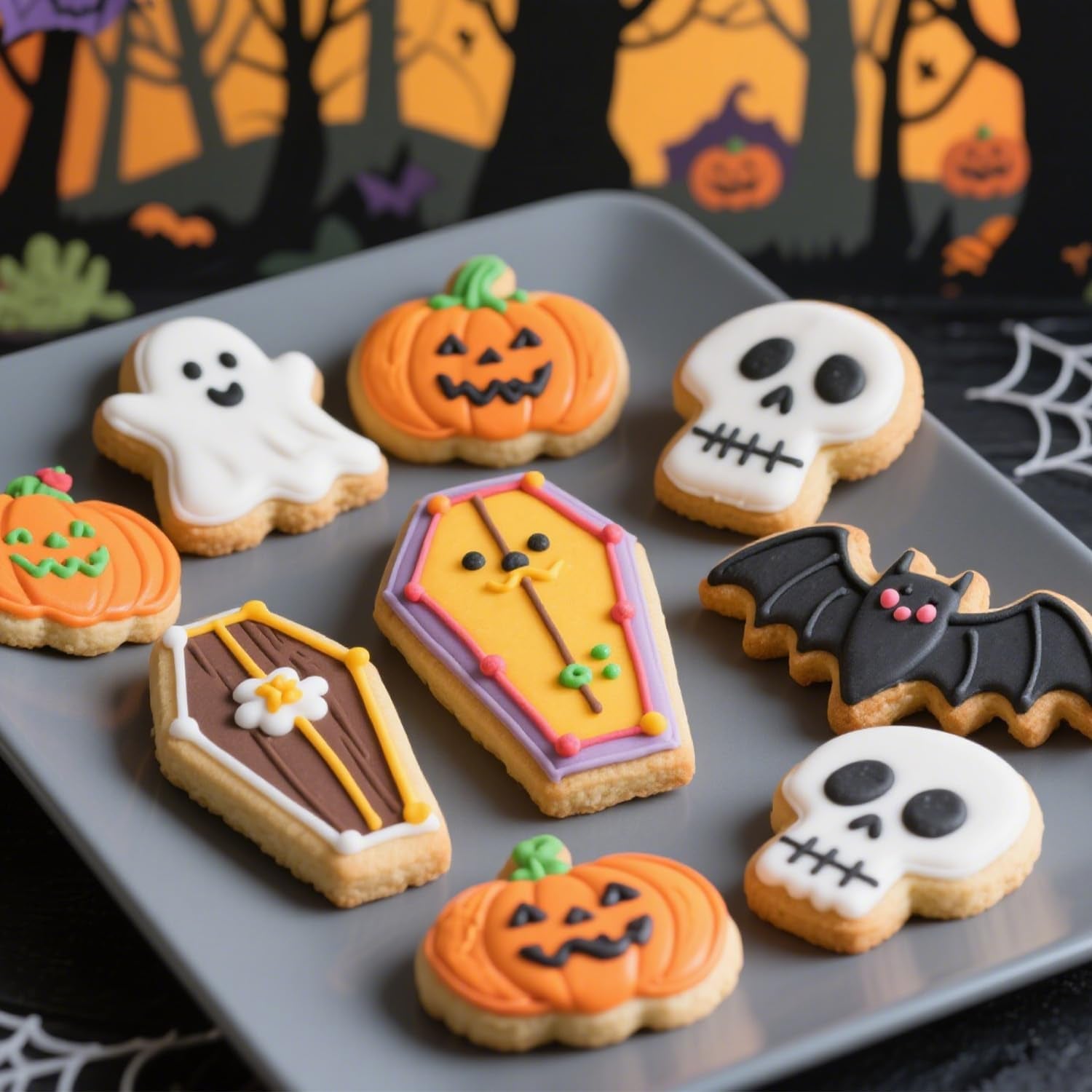 Halloween Cookie Cutters Set Large - Witch'S Hat, Pumpkin, Ghost, Bat and Cat Cutter Stainless Steel