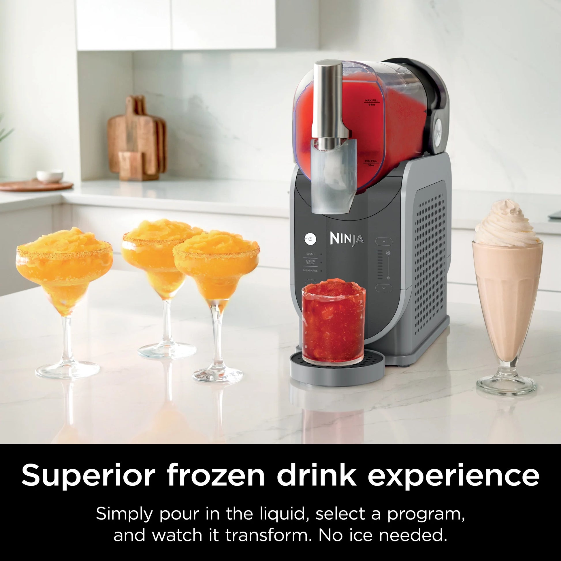 Slushi with Rapidchill Technology, 72 Oz. Frozen Drink & Slushie Machine, 3 Presets, Margaritas, Frappes, Dishwasher Safe, Black, FS300