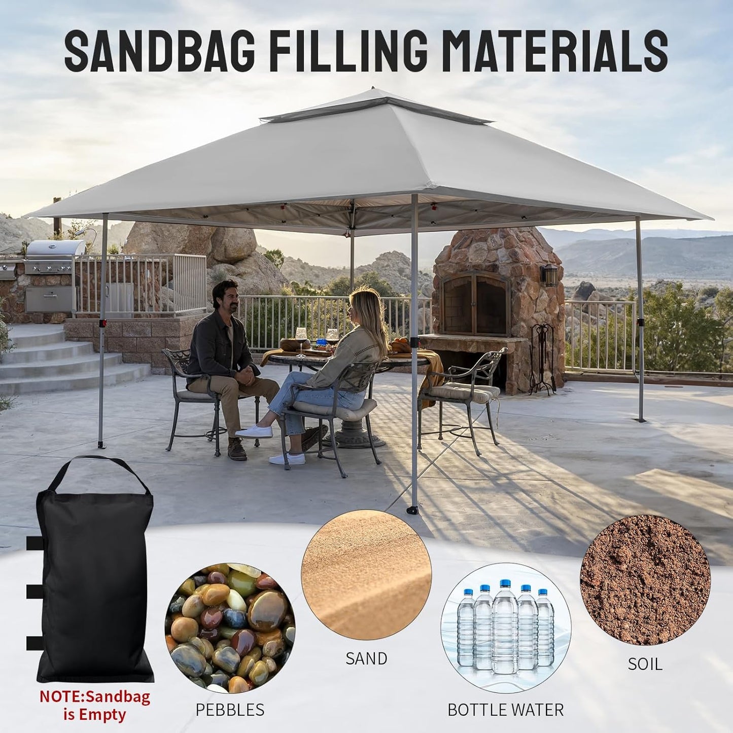 13X13 Pop up Gazebo, Canopy Tent, Gazebos on Clearance - Outdoor Gazebo for Backyard & Patio Furniture - Carpa Pop up Tent with Wheeled Sto-N-Go Cover Bag (Grey)