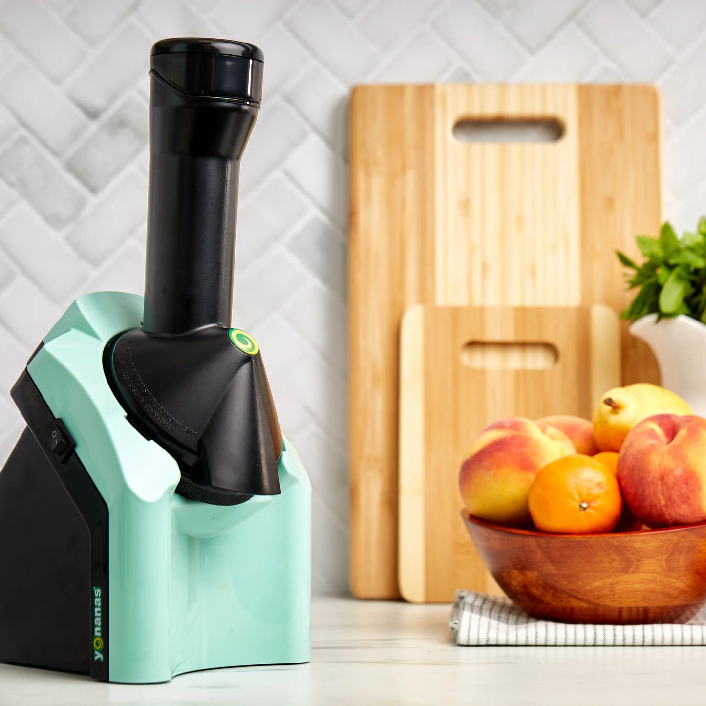 Classic Vegan Non-Dairy Frozen Fruit Soft Serve Dessert Maker with 36 Recipe Book, in Mint