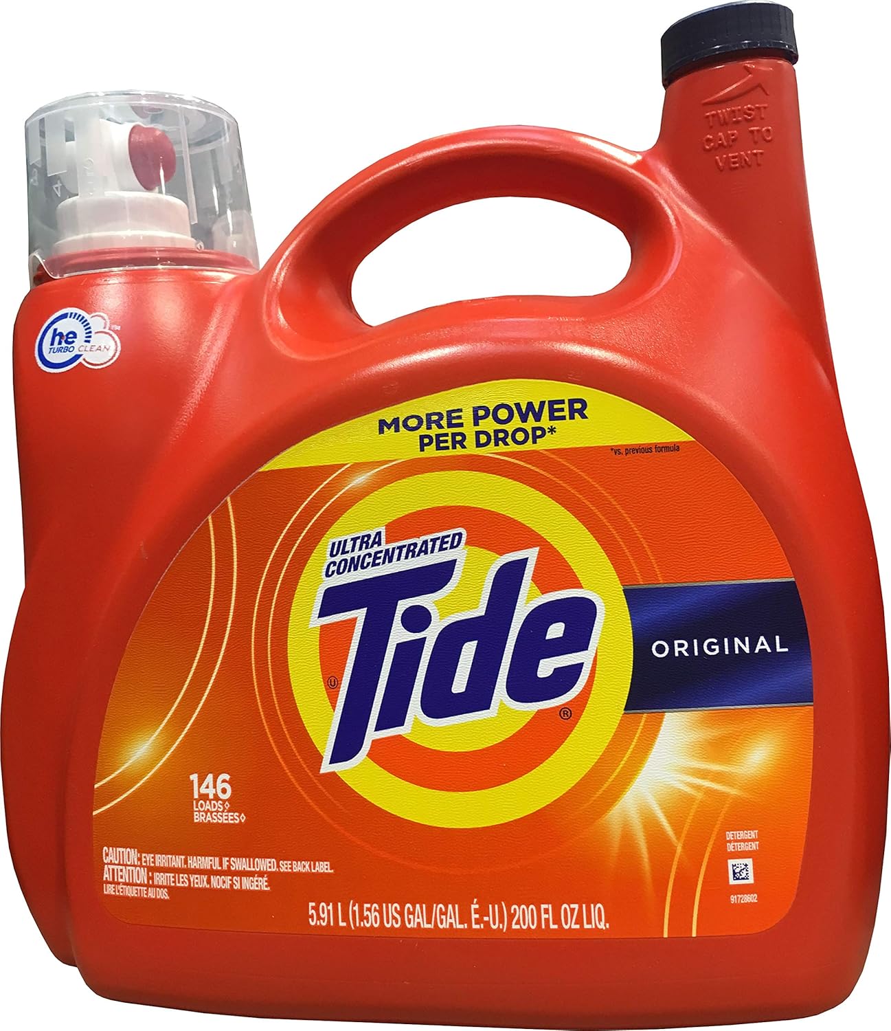 Original 037000777335 High Efficiency Laundry Detergent 150 Oz / 4.43L Mega Value Size -110 Loads (2X Ultra Concentrated) More Power per Drop