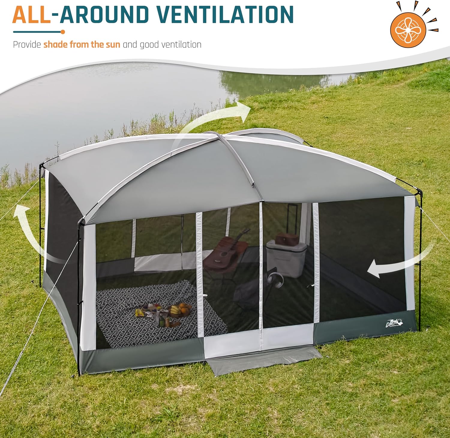 Screen House Tent 13X9Ft Screen Room Mesh Gazebos W/ 2 Magnetic Doors, Included Projection Screen, Camping Tent Screened Canopy Shelter for Outdoor Patios Backyards Activities