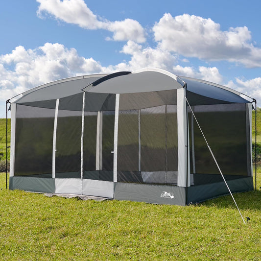 Screen House Tent 13X9Ft Screen Room Mesh Gazebos W/ 2 Magnetic Doors, Included Projection Screen, Camping Tent Screened Canopy Shelter for Outdoor Patios Backyards Activities