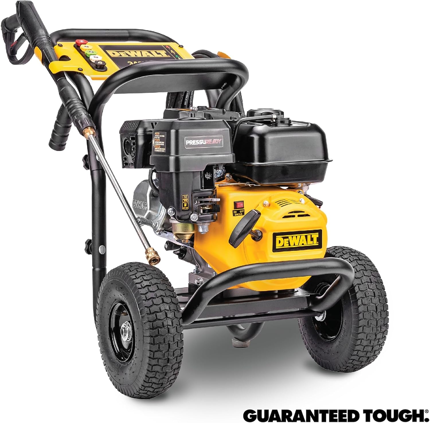 DXPW3400PRNB-S Pressuready 3400 PSI Gas Pressure Washer with Quick Start Technology, 2.5 GPM Axial Cam Pump, 208Cc Engine, Cold Water, Includes 25-Ft Hose, Nozzles, Spray Gun & Wand, 49-State