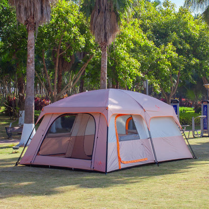 Extra Large Tent 10-12-14 Person(A),Family Cabin Tents,2 Rooms,3 Doors and 3 Windows with Mesh,Straight Wall,Waterproof,Double Layer,Big Tent for Outdoor,Picnic,Camping,Family Gathering