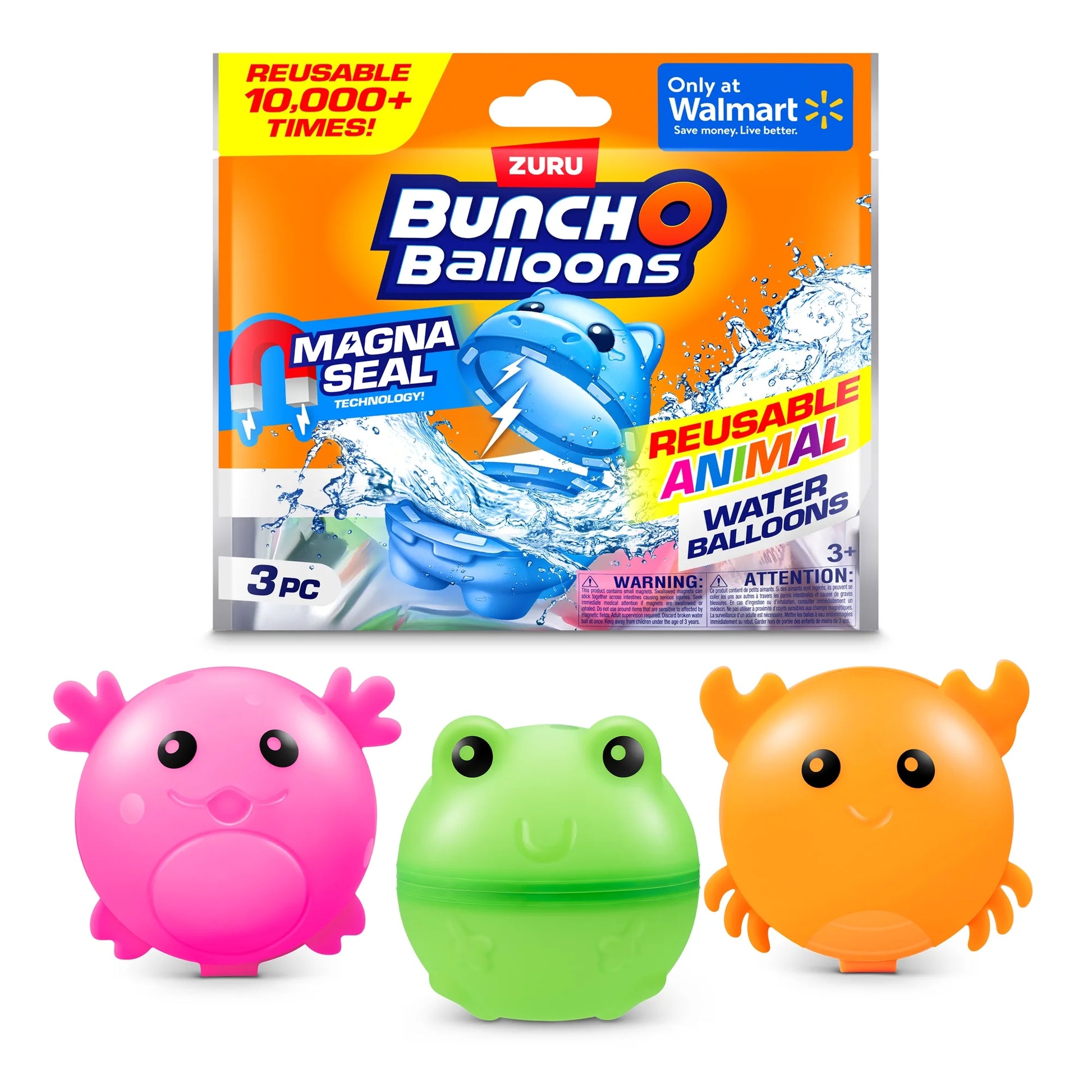 Reusable Animal Water Balloons 3 Pack Mixed Unisex