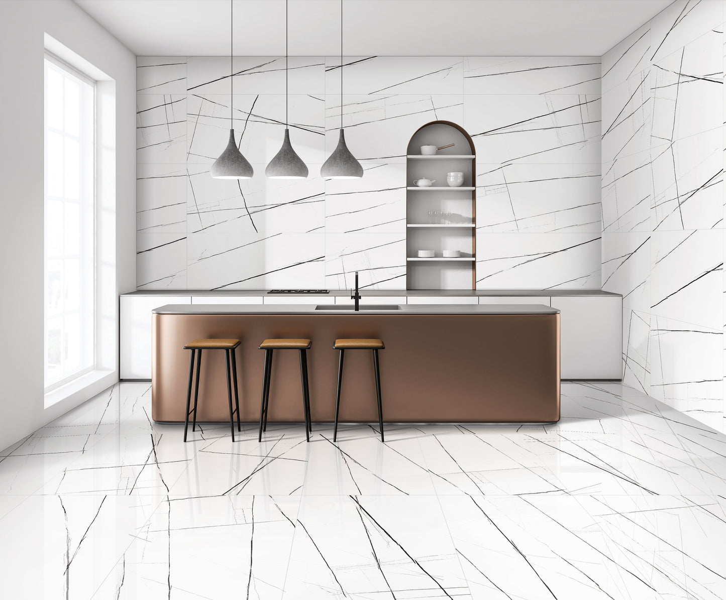 Atlas White 24x48 Porcelain Tile - High Glossy