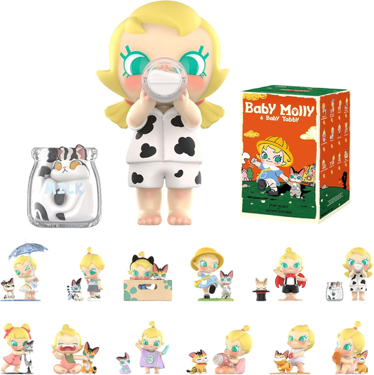 Baby Molly & Baby Tabby Series Figures Blind Box Figures, Random Design Action Figures Collectible Toys Home Decorations, Holiday Birthday Gifts for Girls and Boys, Single Box