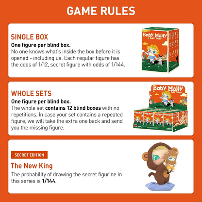 Baby Molly & Baby Tabby Series Figures Blind Box Figures, Random Design Action Figures Collectible Toys Home Decorations, Holiday Birthday Gifts for Girls and Boys, Single Box
