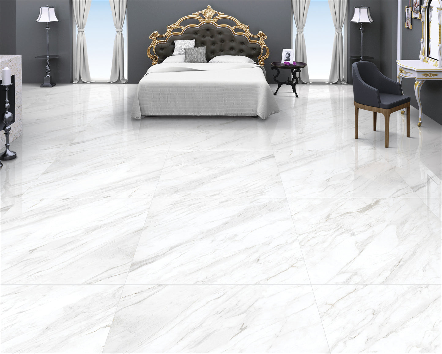 Classic Carrara  24x48 Porcelain Tile - Glossy