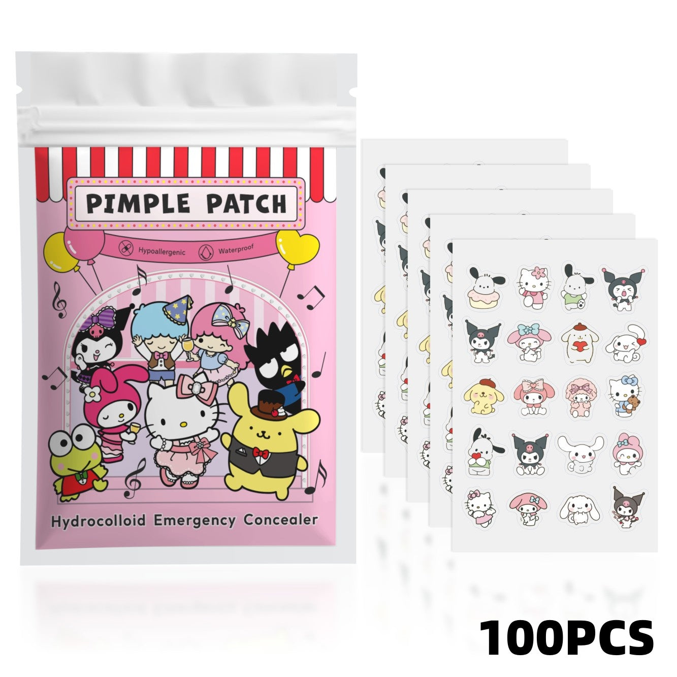 Hello Kitty Acne Patches 100PCS – Cute Hydrocolloid Concealer Spot Stickers