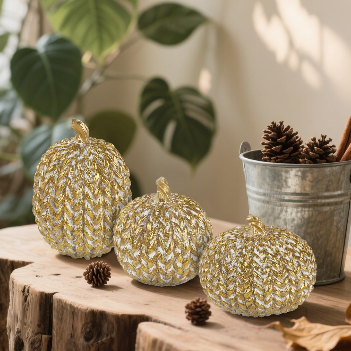 Fall Decorations for Home-6Pcs Mini Pumpkins & 2Pcs Gourds, 30Pcs Autumn Leaves & 10Pcs Acorns, 2Pcs Pinecones Centerpiece Set -Thanksgiving Harvest Decor for Table, Mantel, Party Backdrop